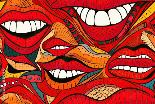 Mouth latin american seamless pattern 
