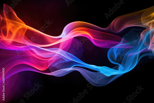 Colorful creative smoke waves on black background