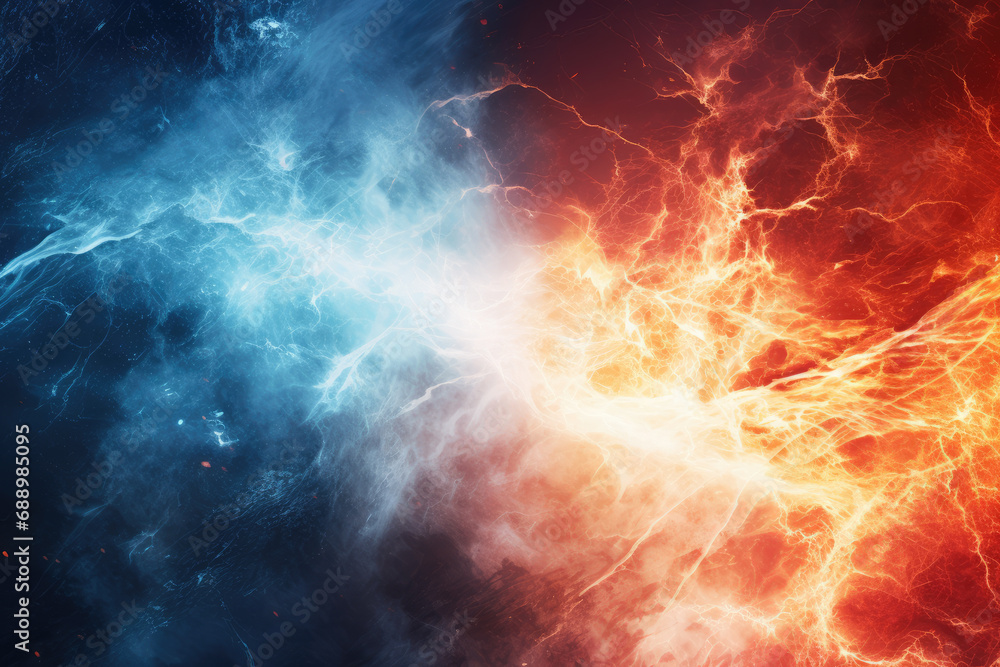 Ephemeral Fusion: Abstract Fire and Ice Lightning Dance Ephemeral Fusion: Abstract Fire and Ice Lightning Dance