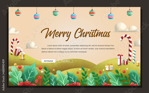 Merry Christmas Banner And Landing Page background. Vector Illustration