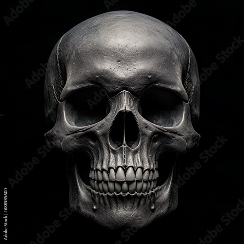 human skull on black. Generative Ai