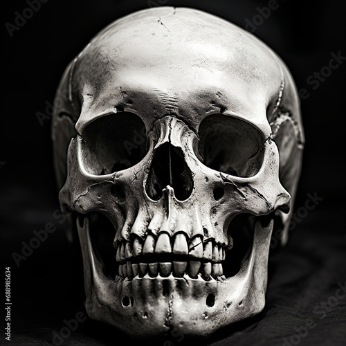 human skull on black. Generative Ai