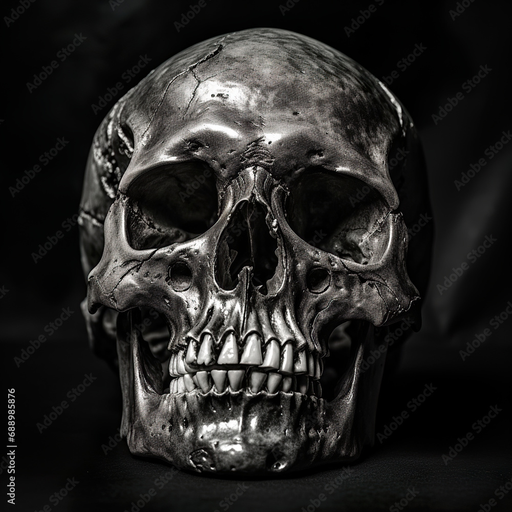 Obraz premium human skull on black. Generative Ai
