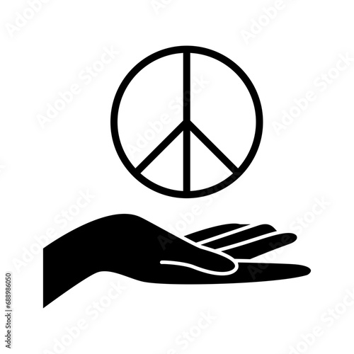 Hands offering love and peace. World peace icon in glyph style
