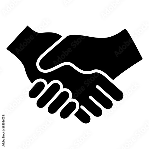 Handshake icon in glyph style. Shaking hands as a symbol of peace or agreement on cooperation.