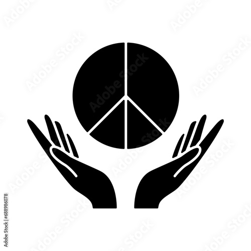 Open arms offer world peace. World peace icon in glyph style