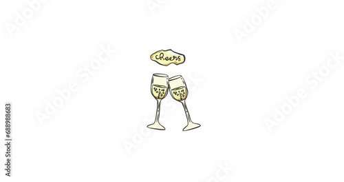 animated cartoon glasses cheers new year party