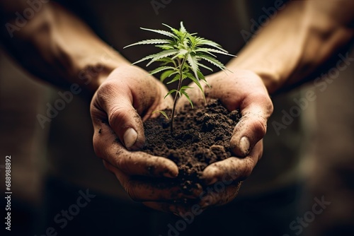cannabis in hand,