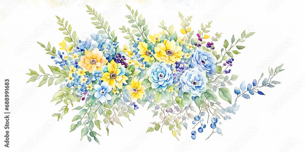 Beautiful watercolor abstract floral illustration