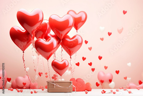 valantine day background  with heart shaped balloons
