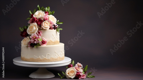 Beautiful wedding cake with copy space