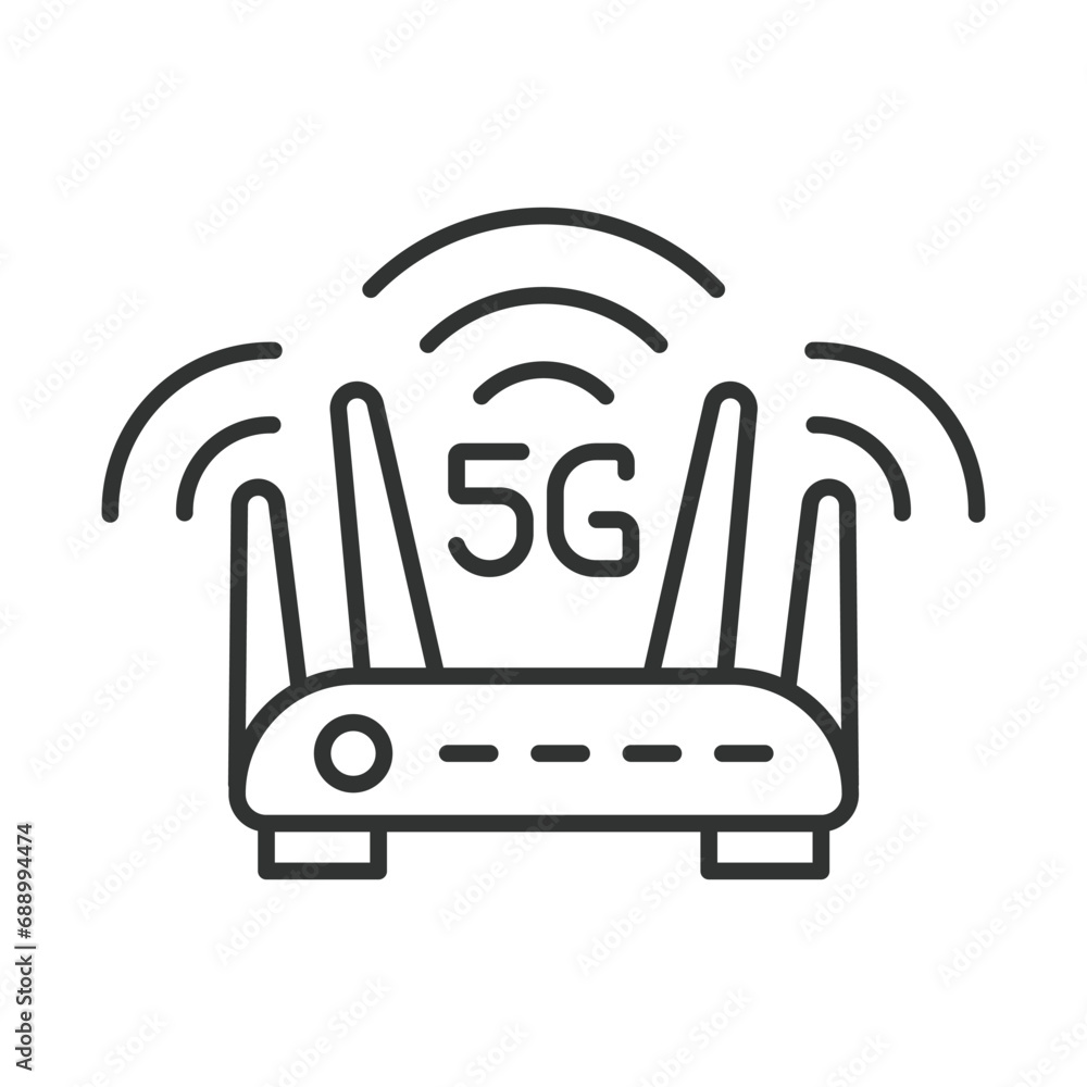 5g router icon line design. 5g, router, icon, mobile, wireless, internet, technology vector illustration. 5g router editable stroke icon. 5g router icon line design. 5g, router, icon, mobile, wireless, internet, technology vector illustration. 5g router editable stroke icon.