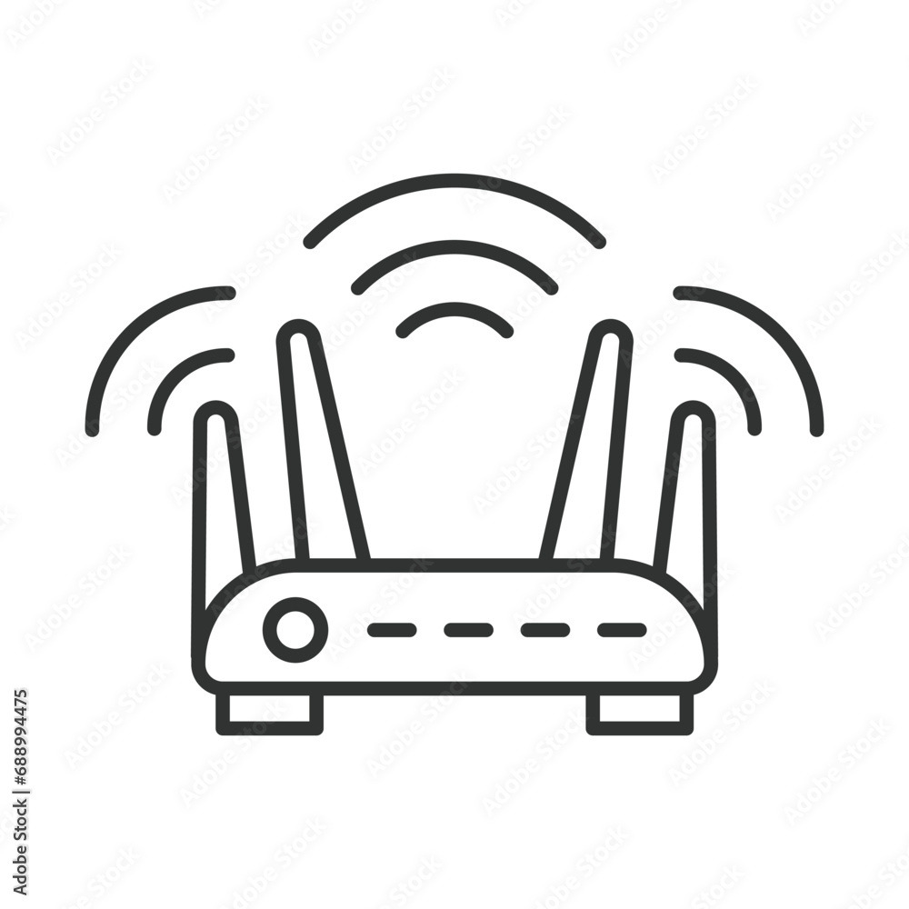 Wi-fi router icon line design. Wi-fi, router, icon, mobile, wireless, internet, technology vector illustration. Wi-fi router editable stroke icon. Wi-fi router icon line design. Wi-fi, router, icon, mobile, wireless, internet, technology vector illustration. Wi-fi router editable stroke icon.