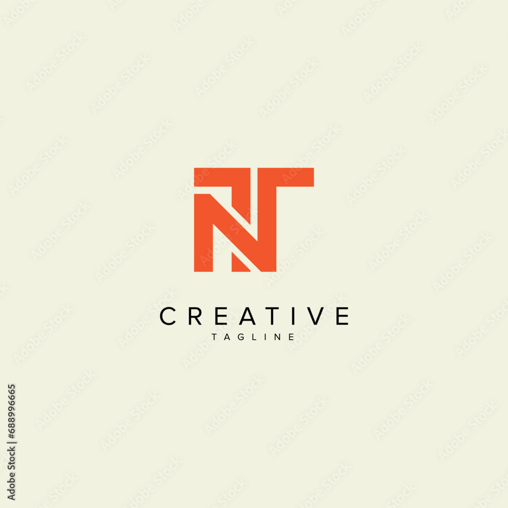 Fototapeta premium Alphabet NT TN letter modern monogram style logo vector template.