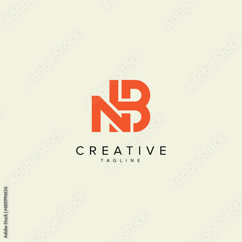 Alphabet NB BN letter modern monogram style logo vector template.