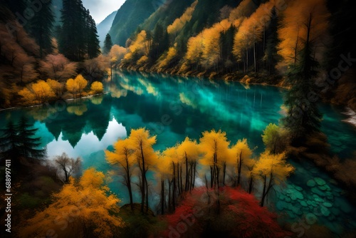 autumn landscape with lake © color world
