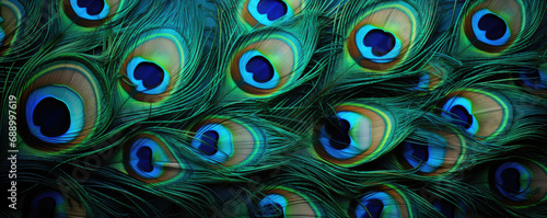 Background from peacock feathers. Background of many beautiful peacock feathers for design.