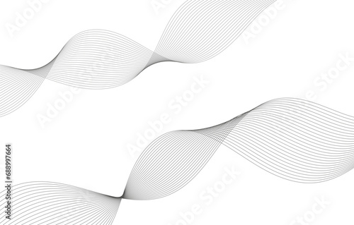 Lines for the Background. Black Stripes on a White Background. Curved Wavy Line, Smooth Stripe.