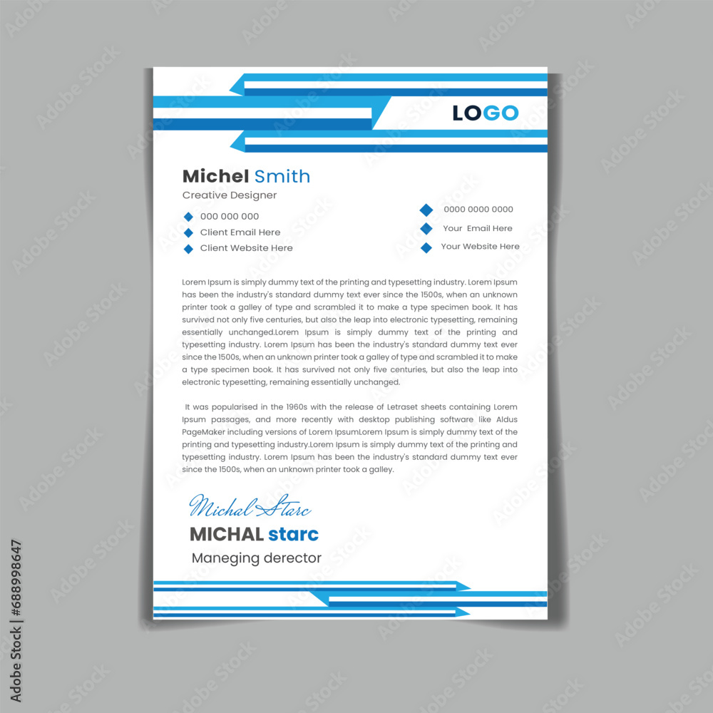 Creative and modern corporate business latterhead a4 layout template design Creative and modern corporate business latterhead a4 layout template design