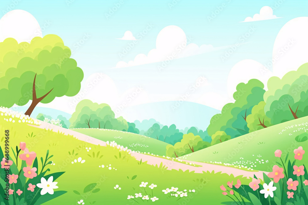 Beginning of Spring solar term concept illustration, beautiful spring outdoor scenery cartoon illustration Beginning of Spring solar term concept illustration, beautiful spring outdoor scenery cartoon illustration