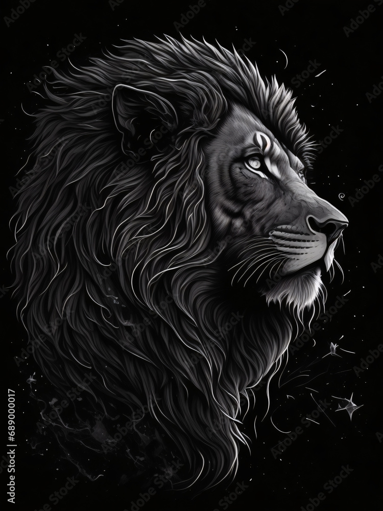 Drawn portrait of a lion