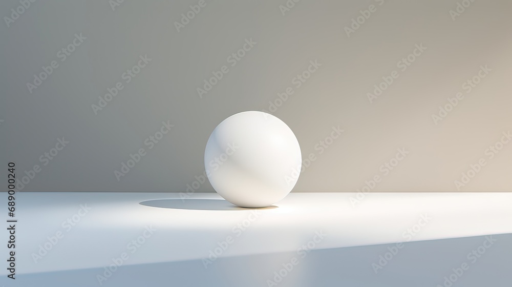 Resting peacefully on a pristine white plane, a smooth sphere radiates simplicity and clarity. Peaceful resting, simplicity, clarity, pristine form, unadorned beauty. Generated by AI. Resting peacefully on a pristine white plane, a smooth sphere radiates simplicity and clarity. Peaceful resting, simplicity, clarity, pristine form, unadorned beauty. Generated by AI.