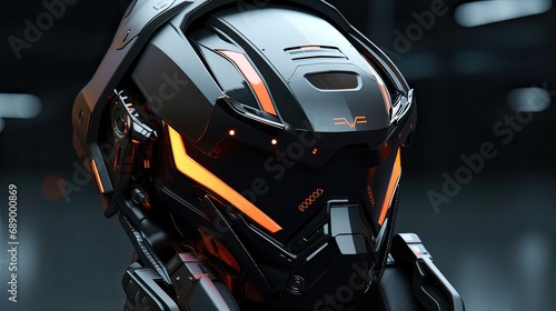 The high-tech sci-fi helmet features futuristic design elements and cutting-edge technology. Futuristic design elements, cutting-edge technology, futuristic aesthetics. Generated by AI.