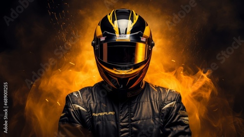 Racing Driver: Ready in Helmet for the Race Start
