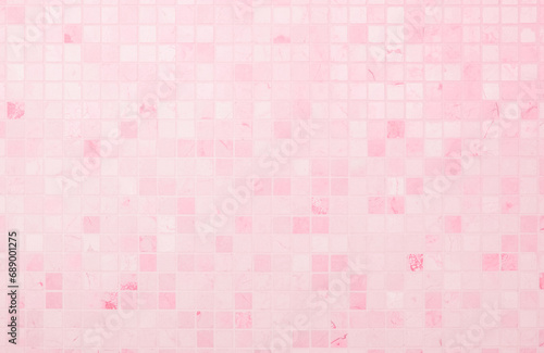 Pink tile wall chequered background bathroom floor texture. Ceramic wall and floor tiles mosaic background in bathroom and kitchen clean. Pool design pattern geometric with grid wallpaper decoration.