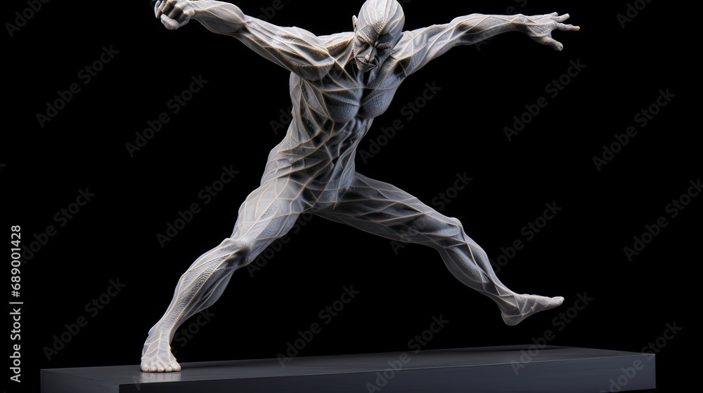 Obraz premium Detailed, gymnast sculpture, mid-routine, flexible pose, beauty in motion, graceful form, intricate craftsmanship. Generated by AI.