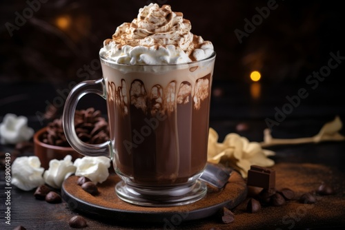 Irish Cream Mocha Latte Indulgence: Whipped Cream, Chocolate Delight photo