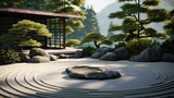 Meditative beauty, Zen principles, peaceful retreat, serene landscape, minimalist design, tranquil ambiance. Generated by AI.