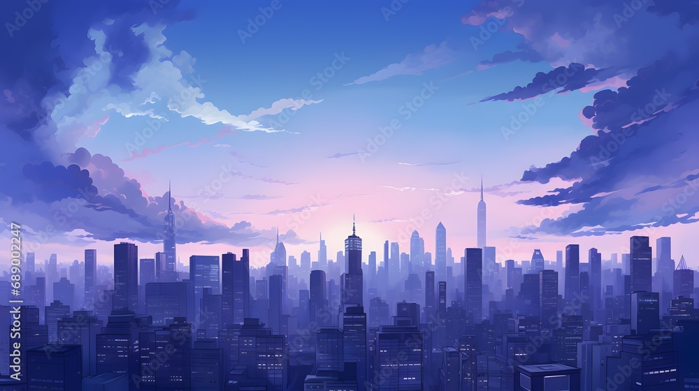 blue city and the sky painting