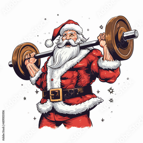 Santa weightlifting vector