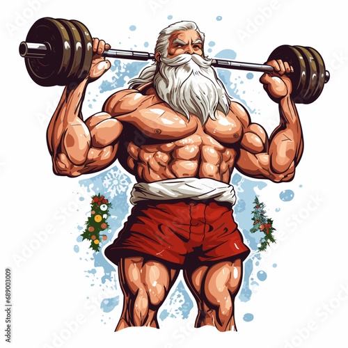Santa weightlifting vector