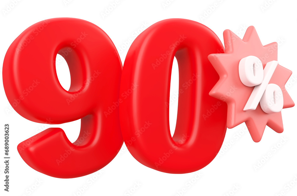 90 percent off sale discount - 3d number percent render 90 percent off sale discount - 3d number percent render