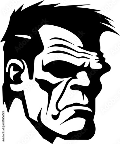 Frankenstein head silhouette in black color. Vector template for laser cutting wall art.