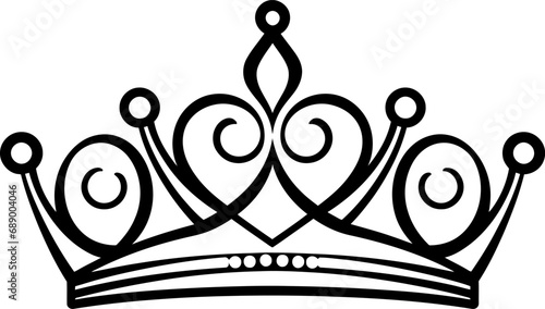 Diadem silhouette icon in black color. Vector template for laser cutting.