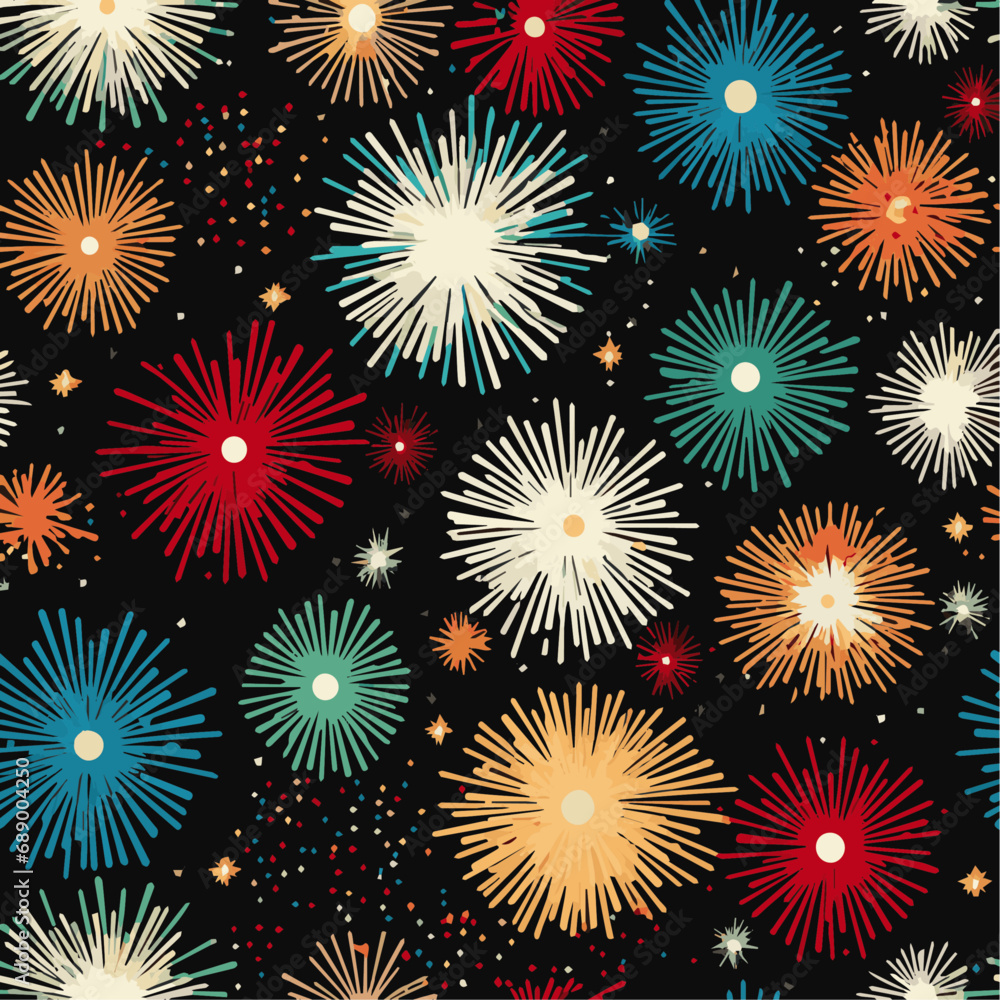 seamless pattern with fireworks