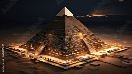 Pyramid complex  burial site  archaeological masterpiece  cultural heritage. Generated by AI.