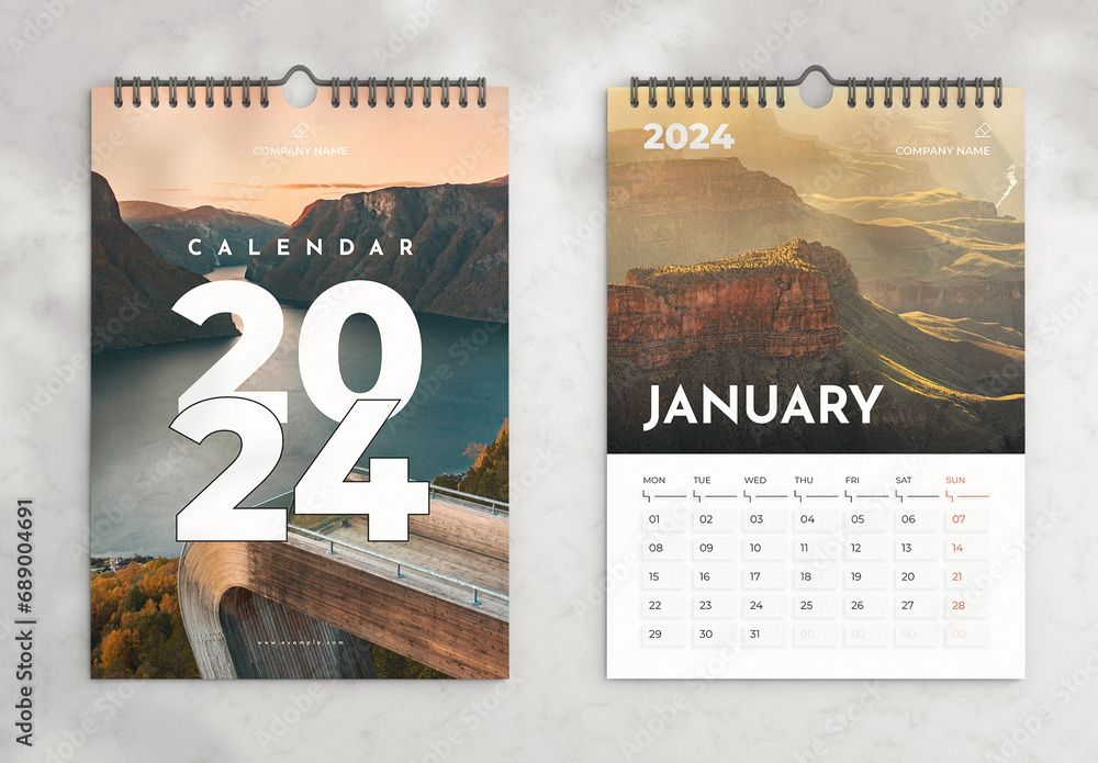 2024 Wall Calendar Layout Design Template Stock Template Adobe Stock