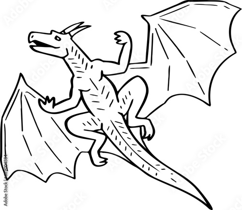 hand drawn dragon illustration.