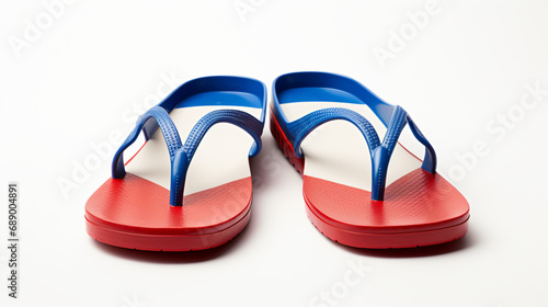 Blue and red flipflop front view