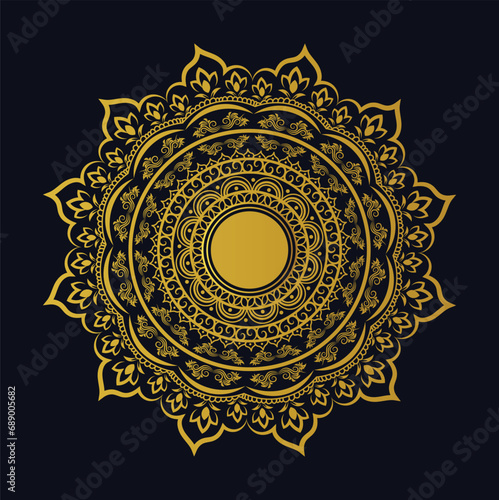 Luxury mandala background with golden arabesque pattern Arabic Islamic east style. Decorative mandala for print, poster, cover, brochure, flyer, banner, and your desired ideas. Mandala for Henna.