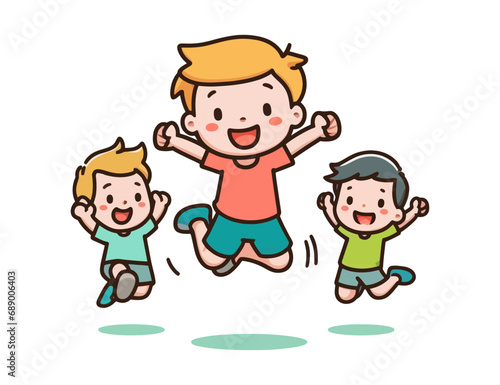 Cartoon kids jumping. Vector illustration