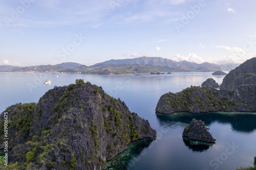 aerial view of mountains and ocean