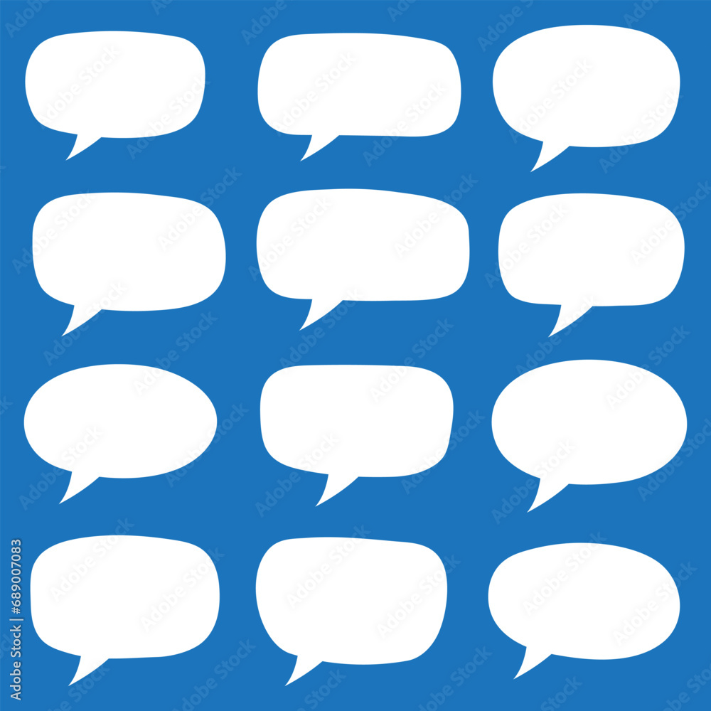 Set of hand drawn speech bubbles. Speak bubble text, cartoon chatting box, message box. Blank empty white speech bubbles. Set of hand drawn speech bubbles. Speak bubble text, cartoon chatting box, message box. Blank empty white speech bubbles.