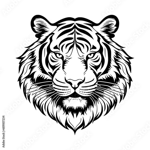 tiger head vector  Tiger head mascot  isolated on white background  Tiger head Black  illustration 