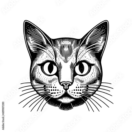 Vintage Style Cat isolated on white background, Black color Vector cat illustration © CreativeDesigns