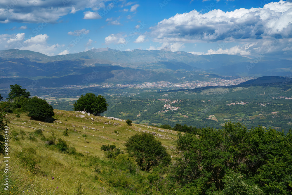 Summer landscape along the road Provinciale Amiternina, Abruzzo, Italy